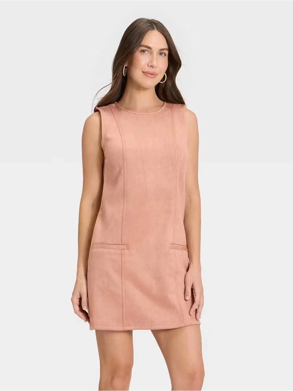 Suede Sleeveless Blush Pink Shift Dress - Women Size 14 | NWT a new day